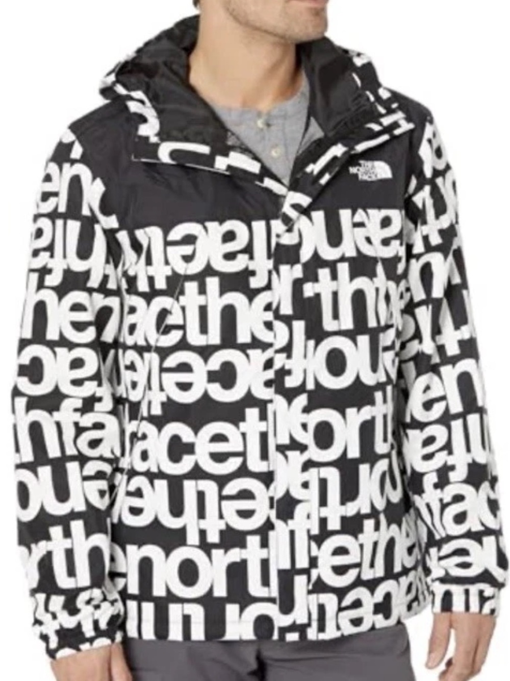 The North Face M Antora Jacket TNF Black TNF Black TNF Lowercase Print XXL NWT